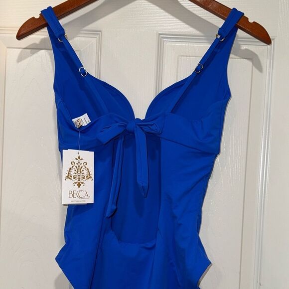 Becca Color Code V-Wire One-Piece Swimsuit, Ultra Marine color Size Large - Picture 6 of 7